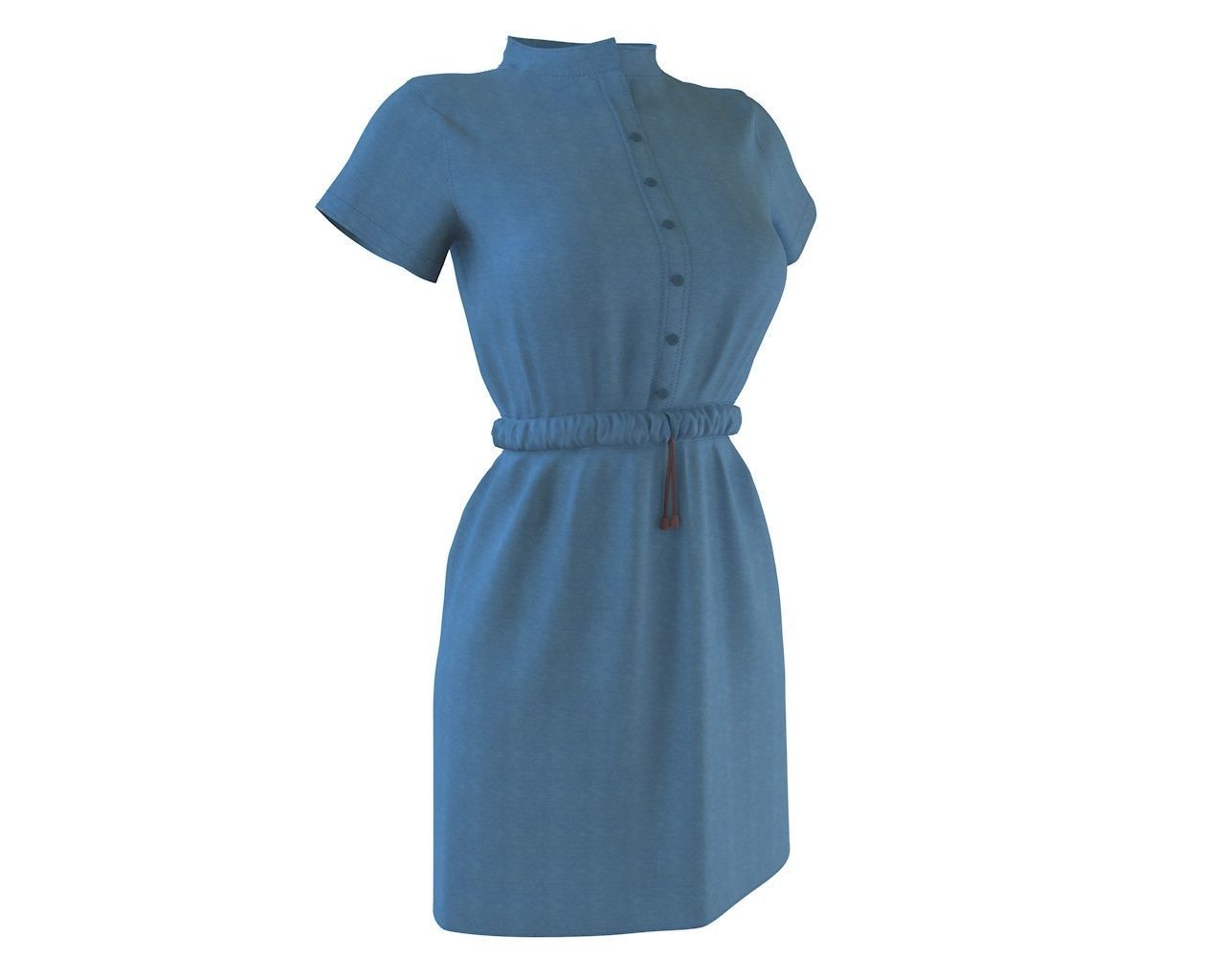 Stylish Designer Women Denim Tunic Dress  3D model 3D model_2