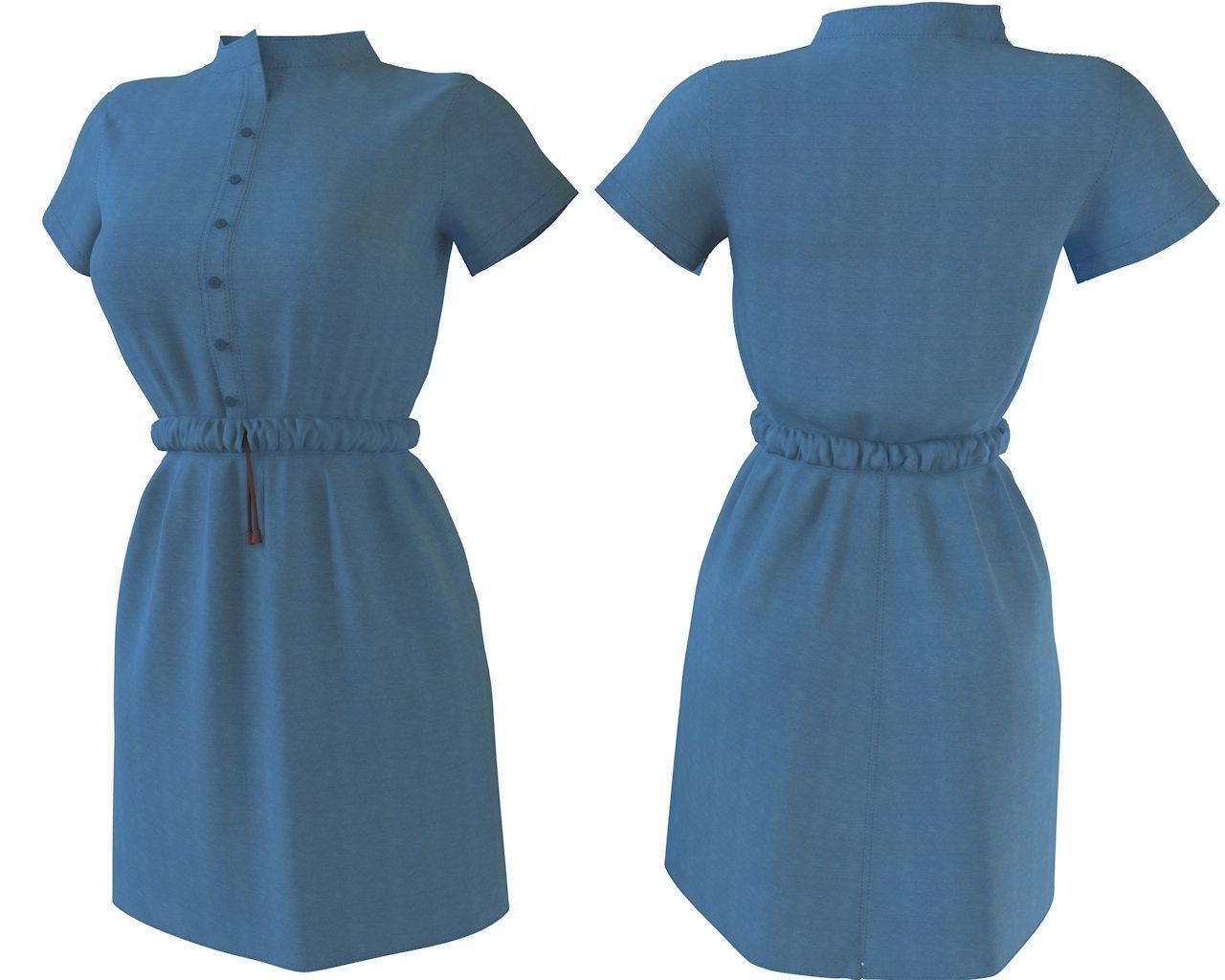 Stylish Designer Women Denim Tunic Dress  3D model 3D model_7