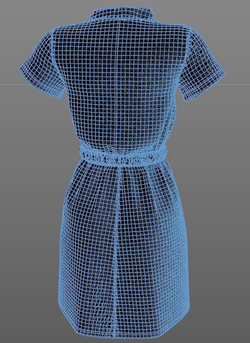 Stylish Designer Women Denim Tunic Dress  3D model 3D model_12