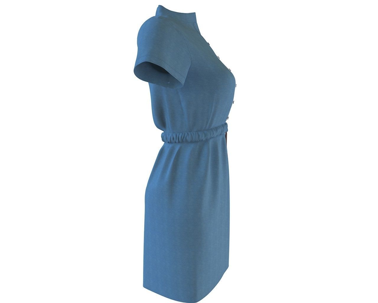 Stylish Designer Women Denim Tunic Dress  3D model 3D model_4
