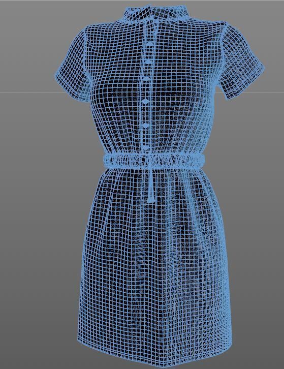 Stylish Designer Women Denim Tunic Dress  3D model 3D model_11