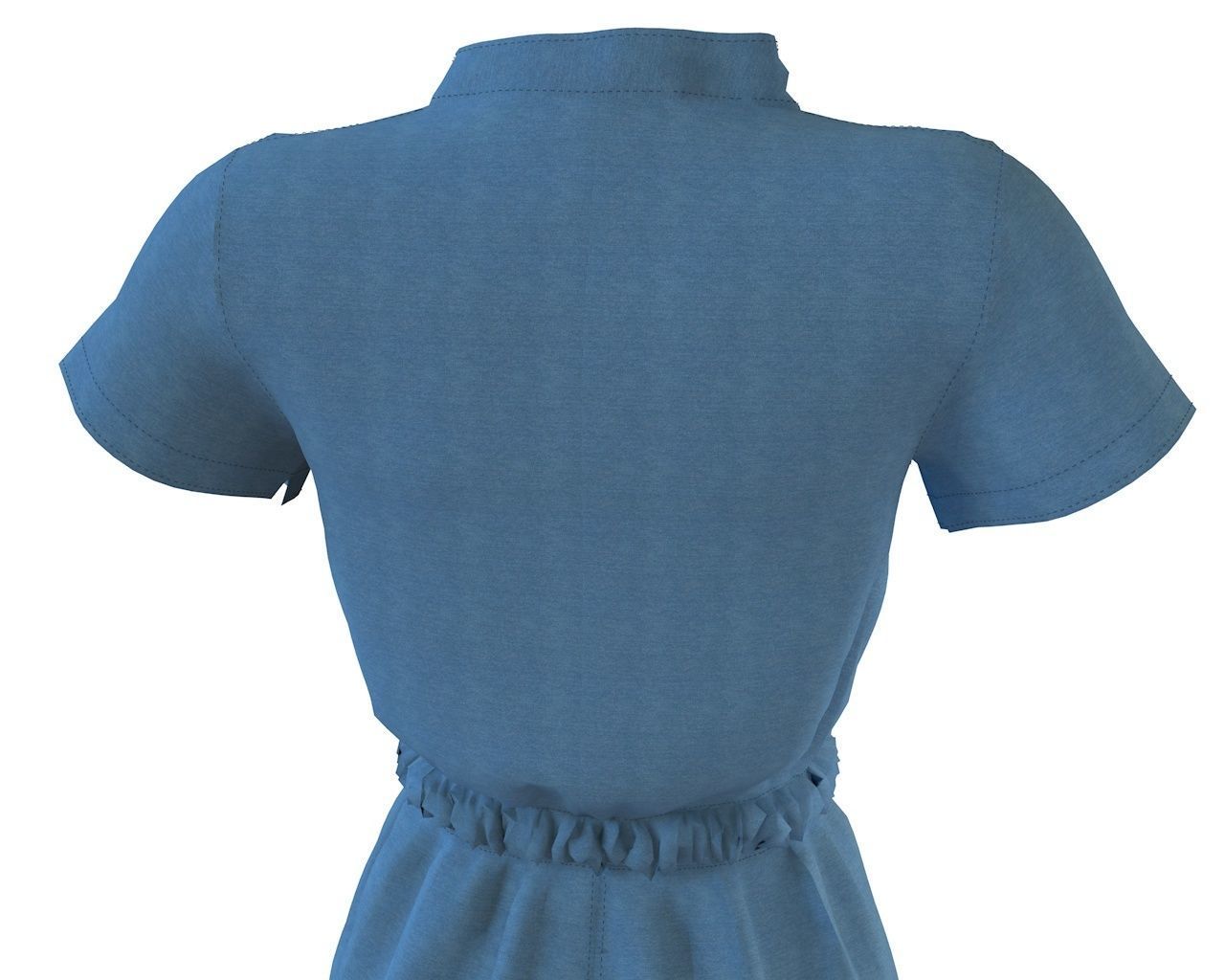 Stylish Designer Women Denim Tunic Dress  3D model 3D model_9