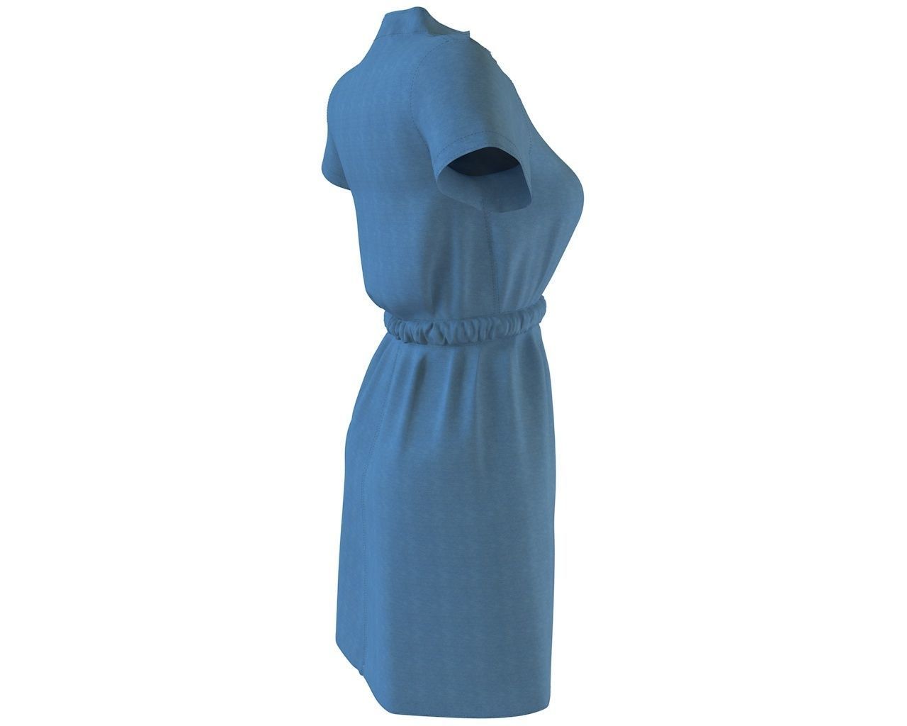 Stylish Designer Women Denim Tunic Dress  3D model 3D model_5