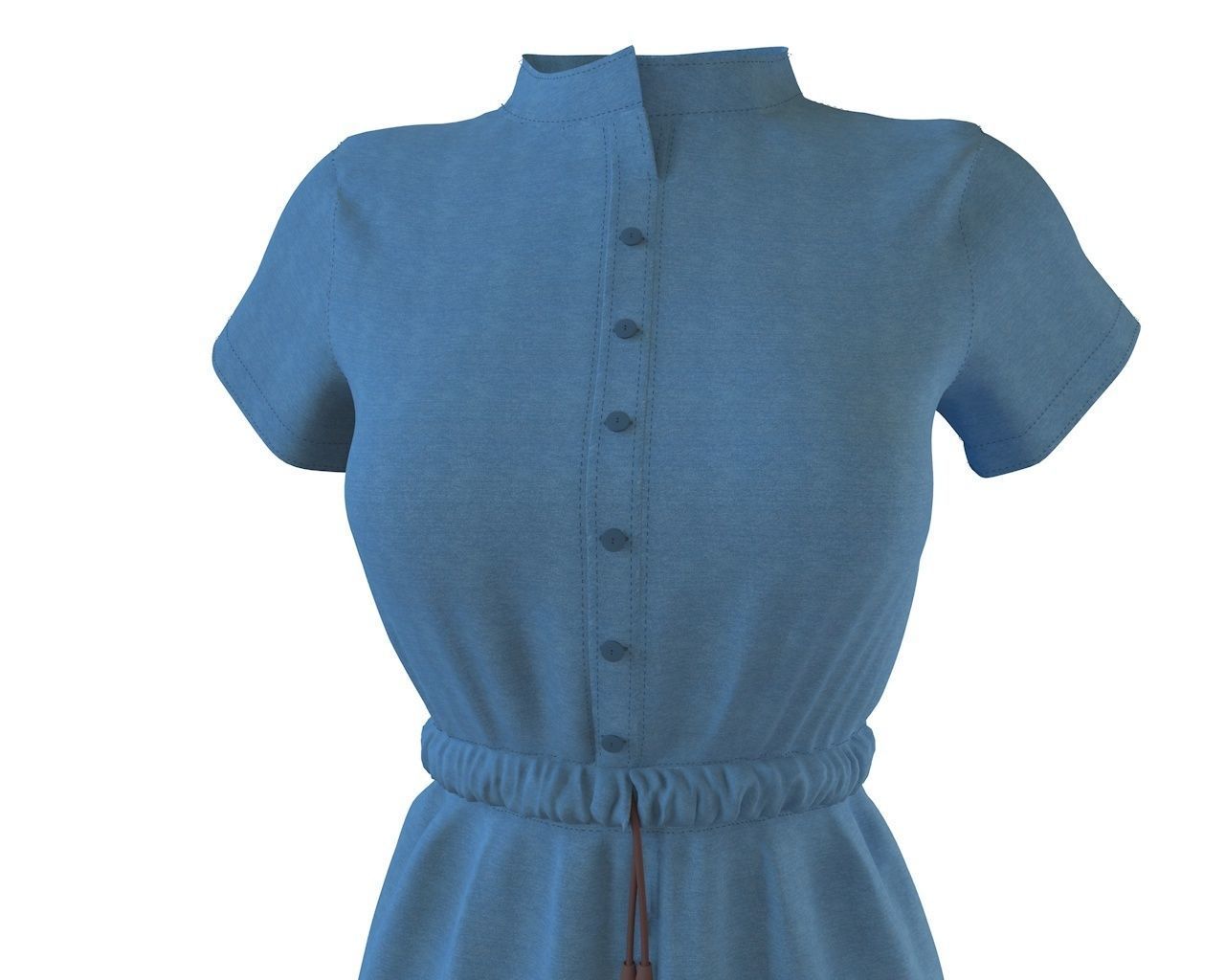 Stylish Designer Women Denim Tunic Dress  3D model 3D model_8