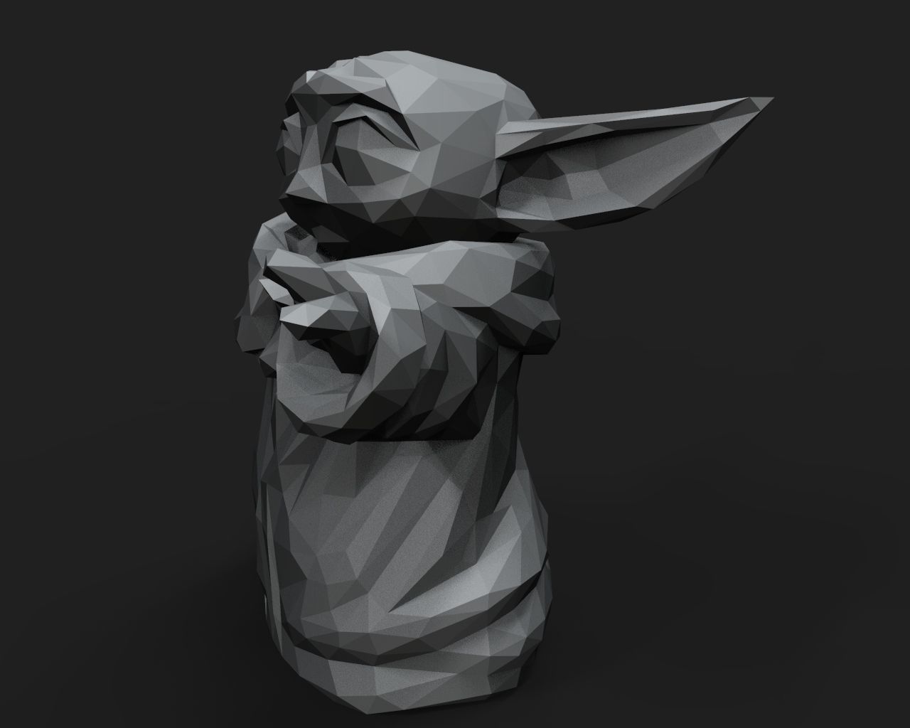 Baby Yoda Low Poly 3D print model_3