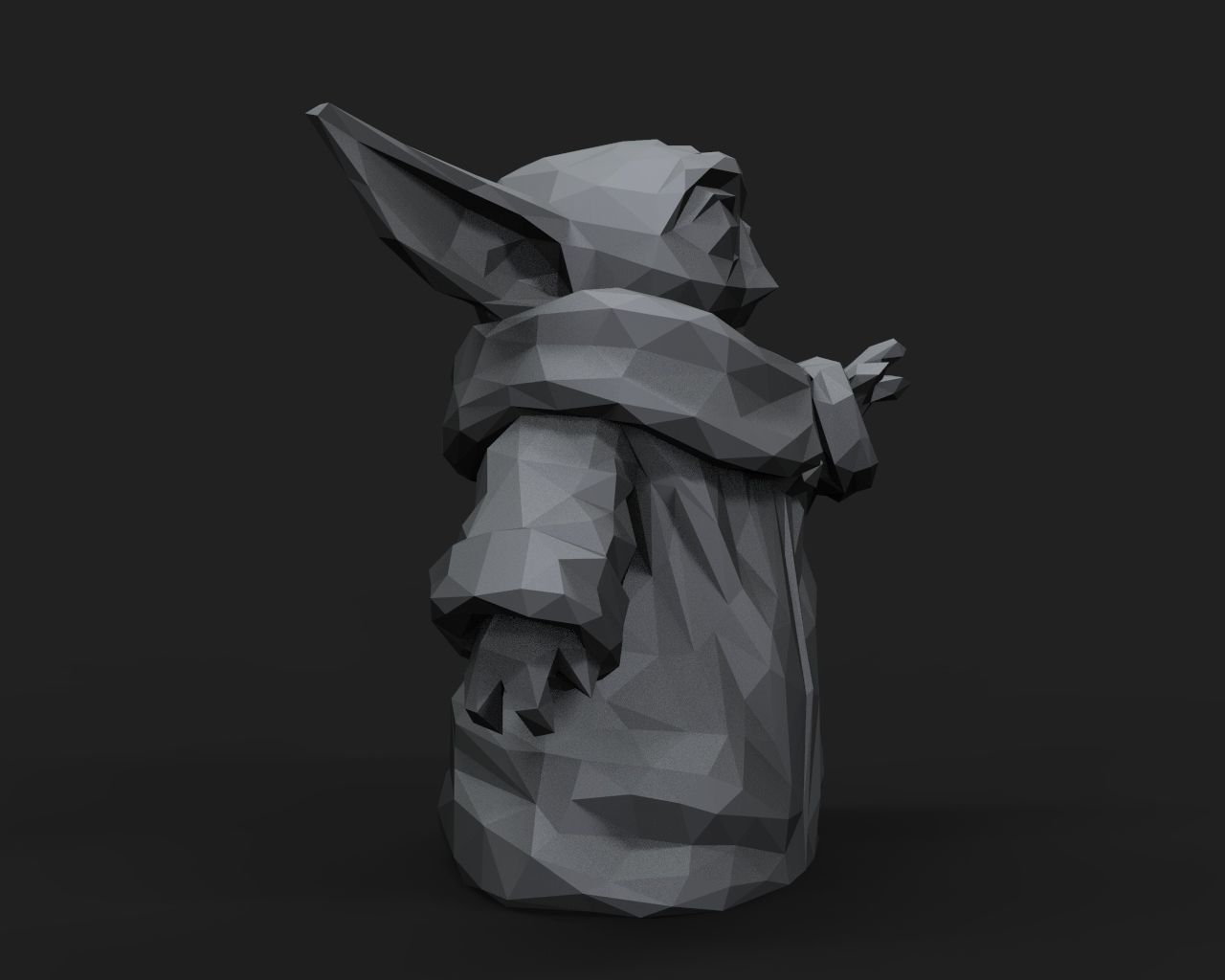 Baby Yoda Low Poly 3D print model_13