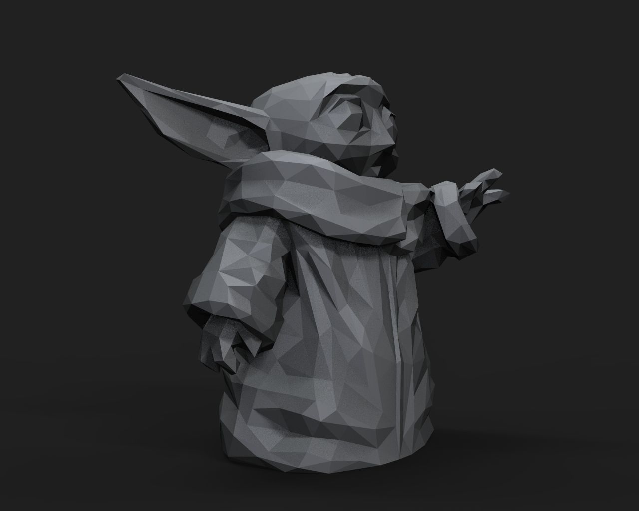 Baby Yoda Low Poly 3D print model_14