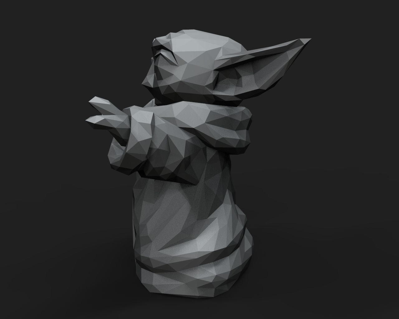 Baby Yoda Low Poly 3D print model_4