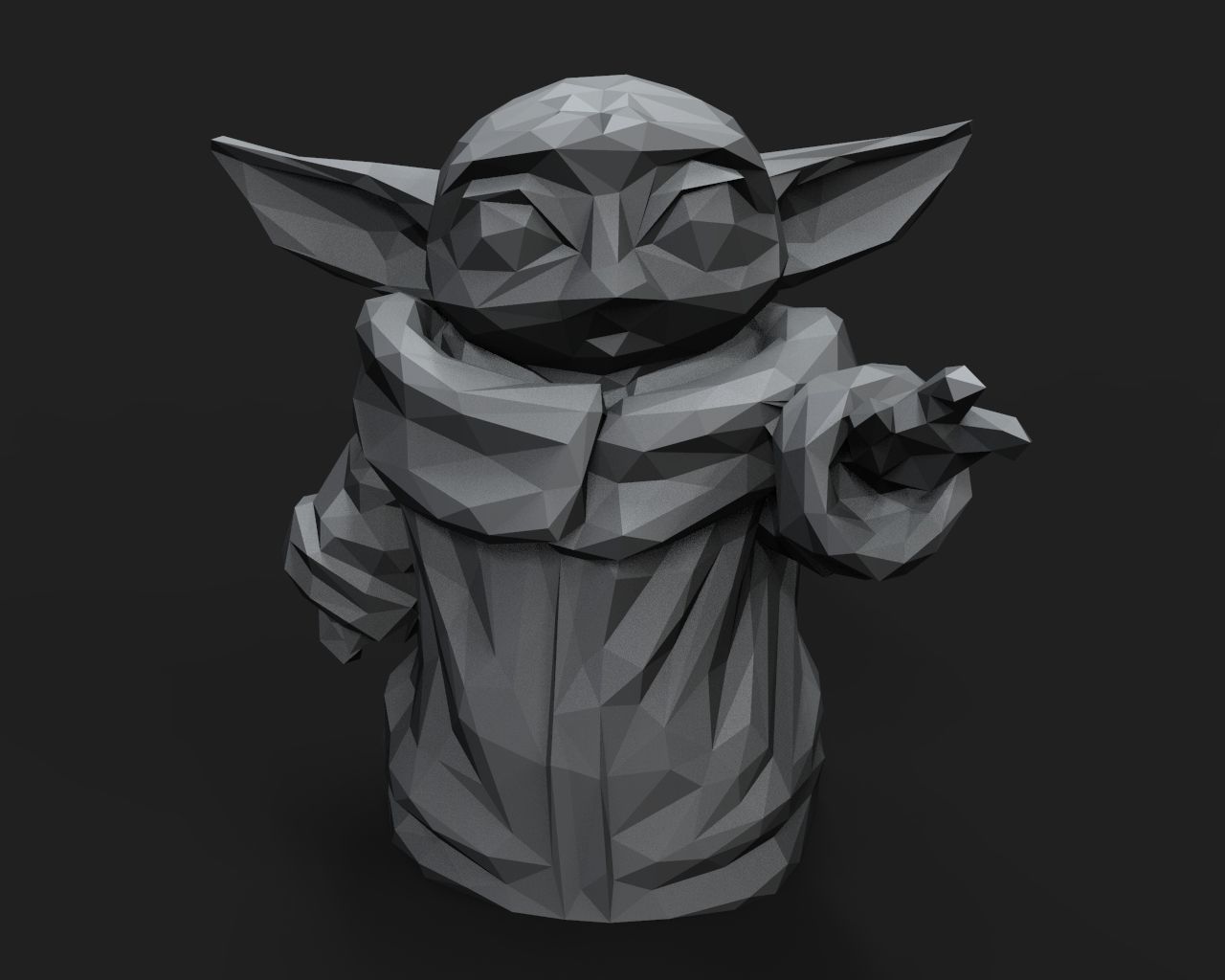Baby Yoda Low Poly 3D print model_1