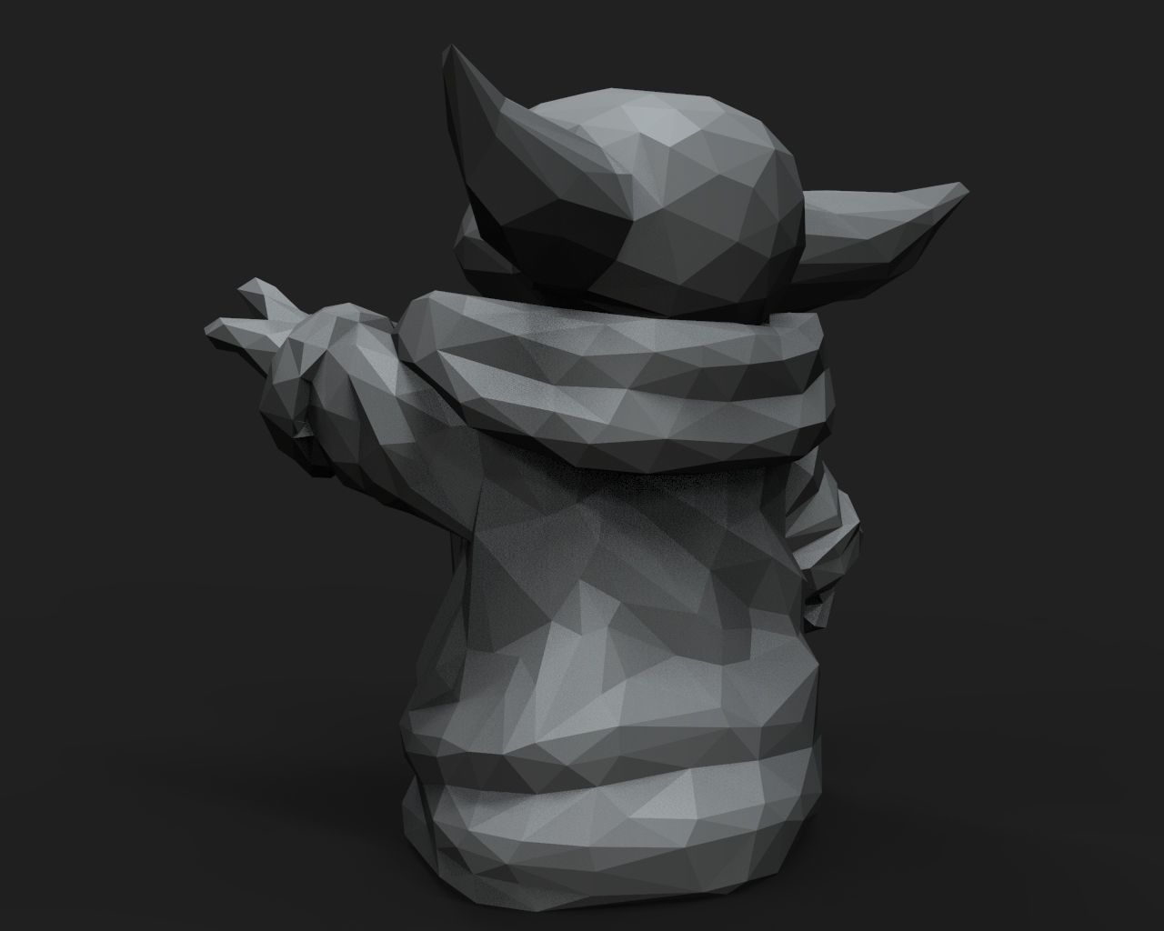 Baby Yoda Low Poly 3D print model_6