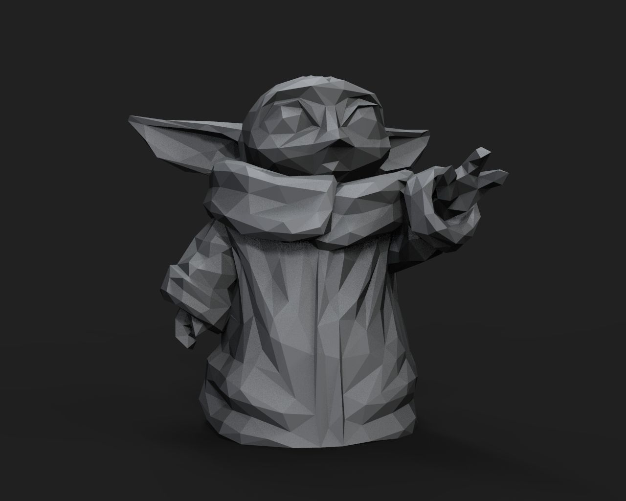Baby Yoda Low Poly 3D print model_16