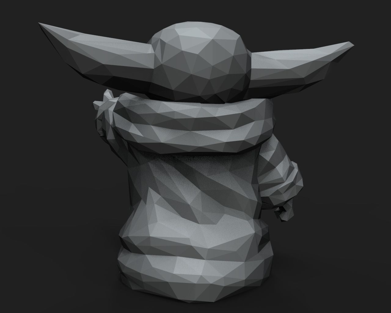 Baby Yoda Low Poly 3D print model_8
