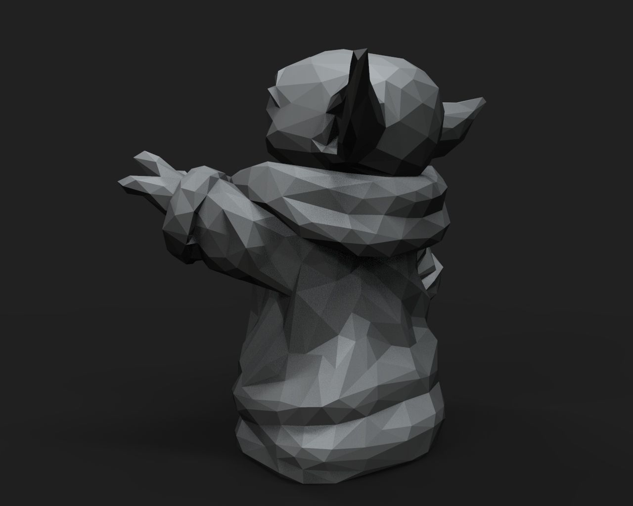 Baby Yoda Low Poly 3D print model_5