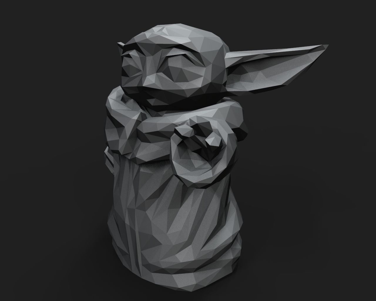 Baby Yoda Low Poly 3D print model_2
