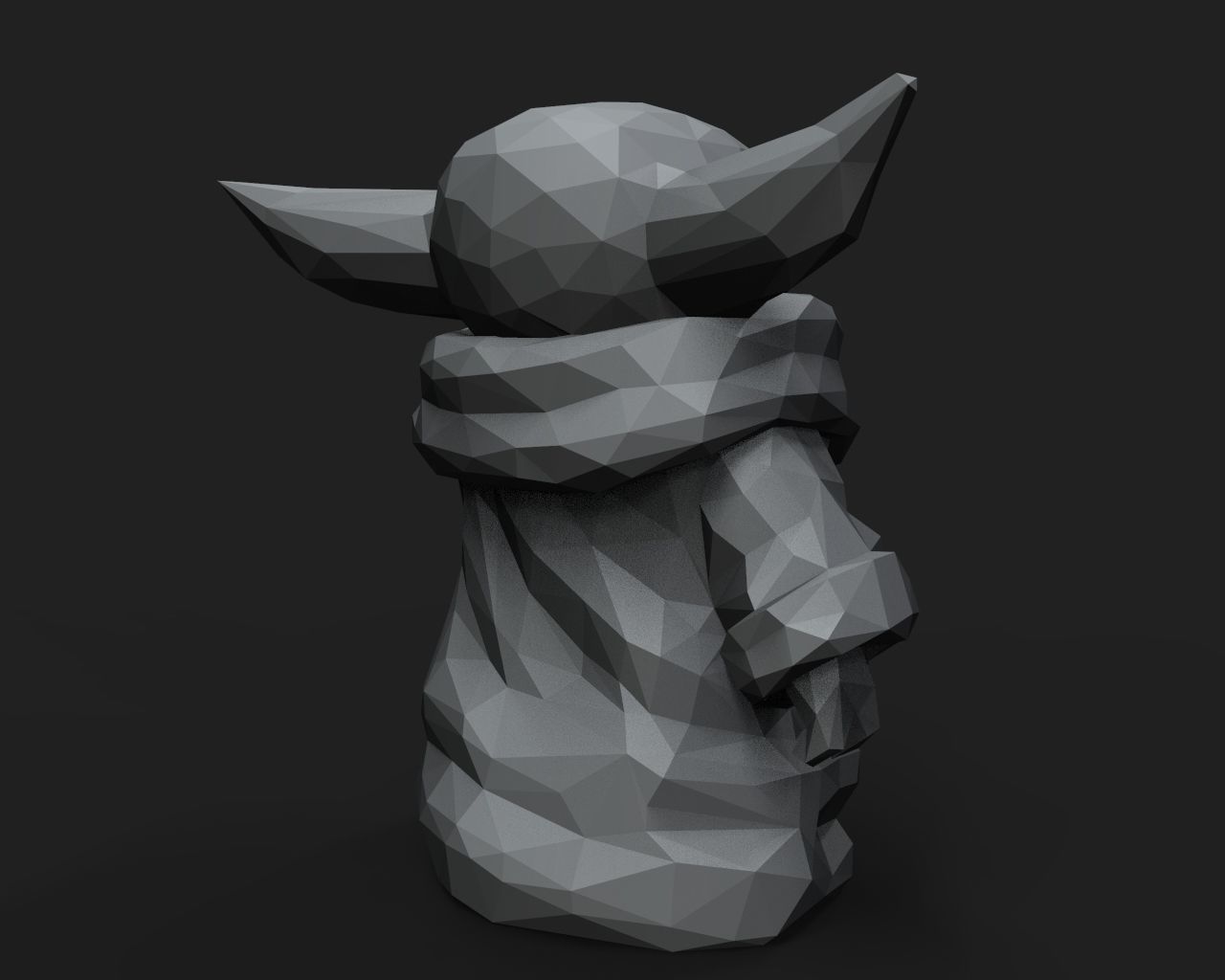 Baby Yoda Low Poly 3D print model_10
