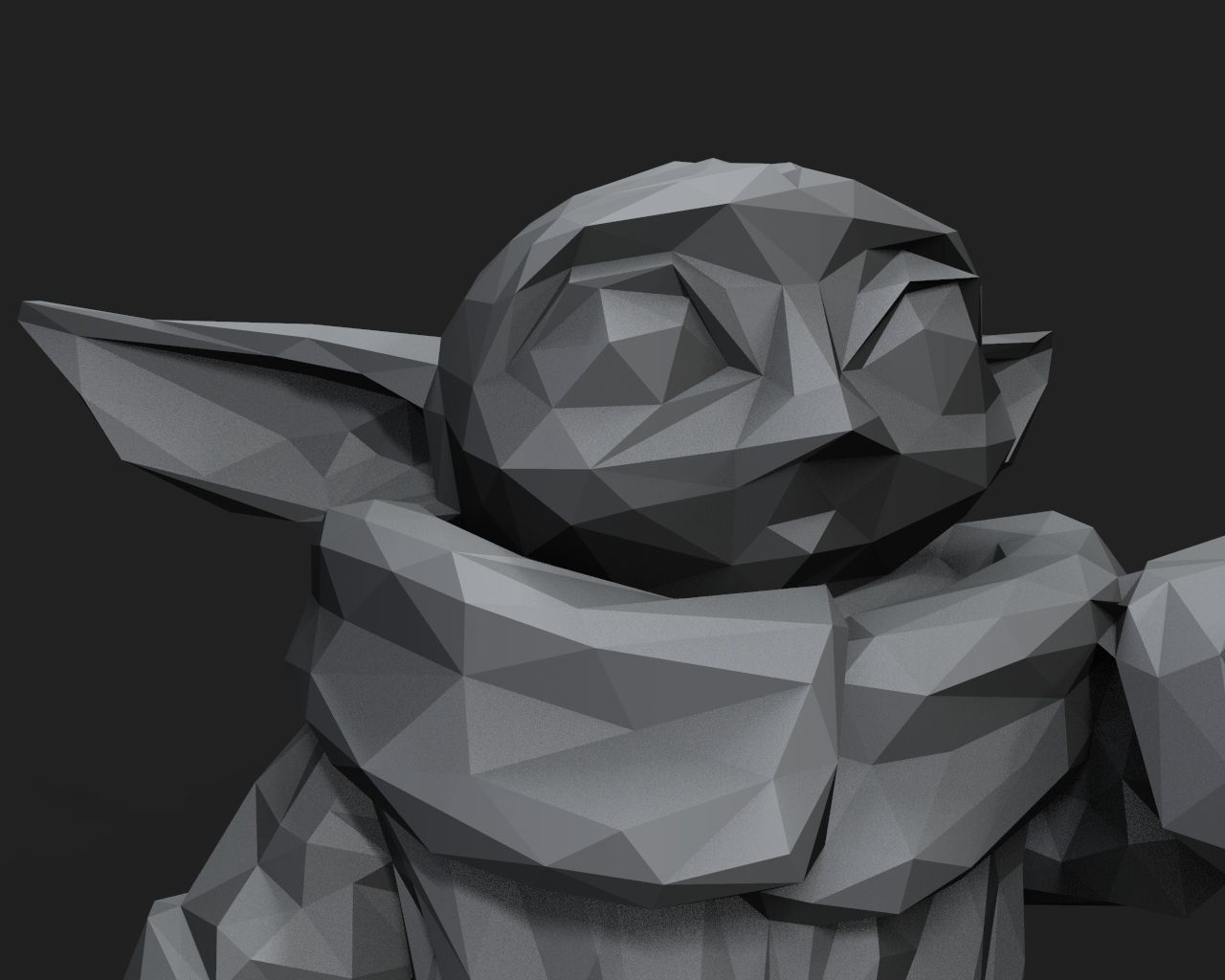 Baby Yoda Low Poly 3D print model_17