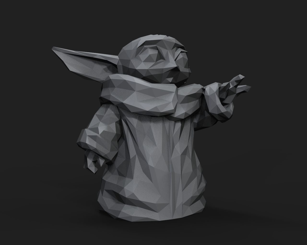 Baby Yoda Low Poly 3D print model_15