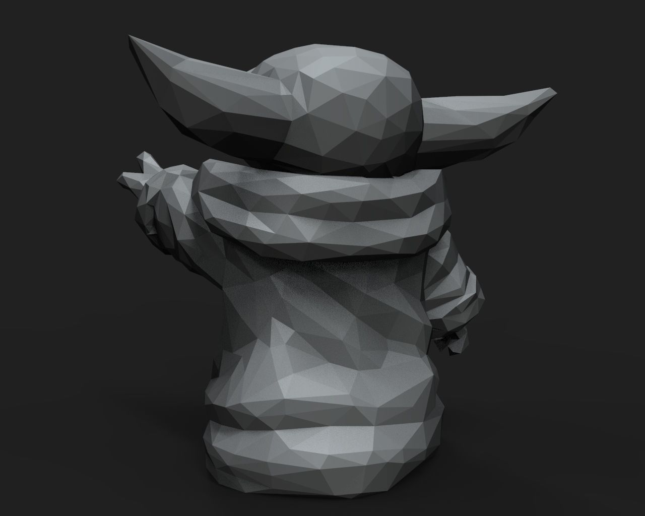 Baby Yoda Low Poly 3D print model_7