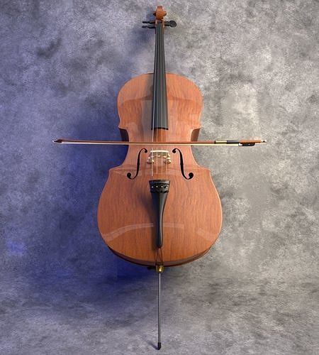 Realistic Cello PBR Low-poly 3D model