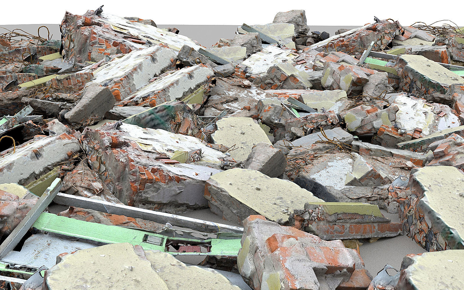 Demolished building Low-poly 3D model_3