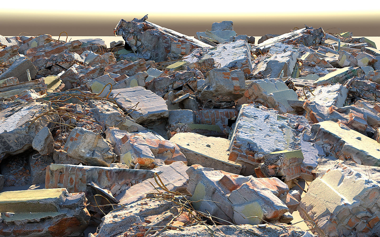Demolished building Low-poly 3D model_5