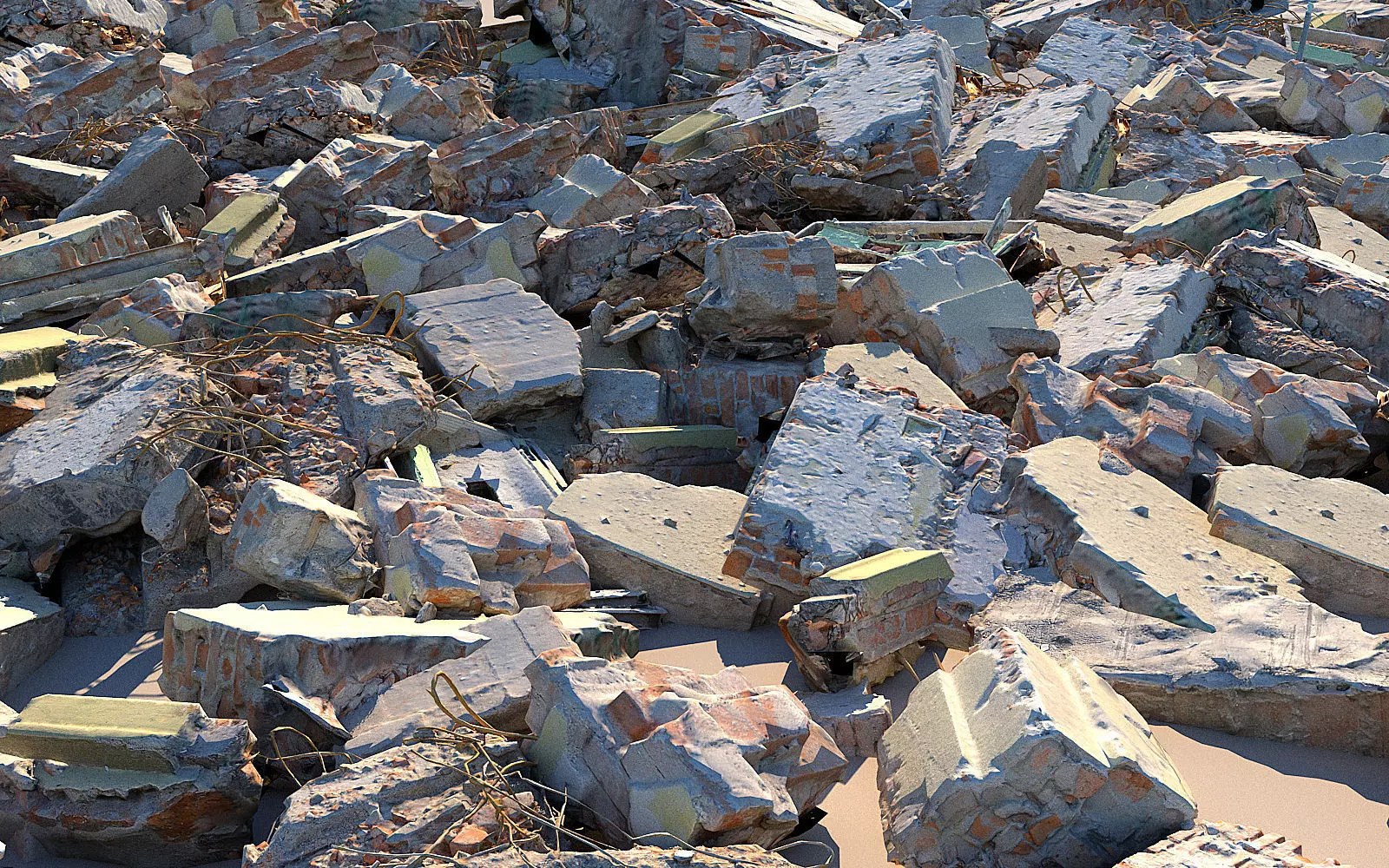 Demolished building Low-poly 3D model_0