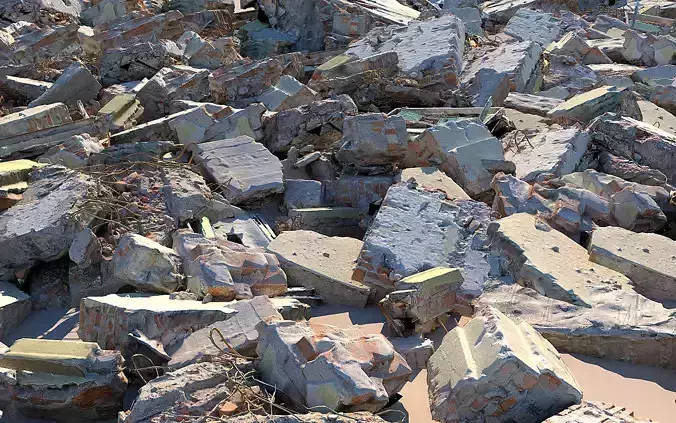Demolished building Low-poly 3D model