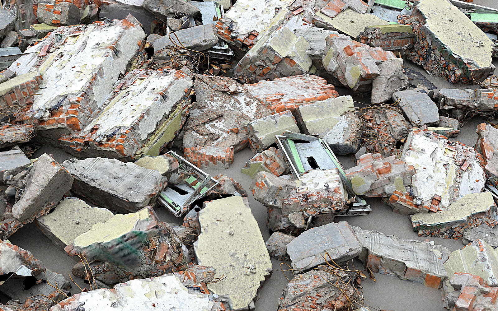 Demolished building Low-poly 3D model_6