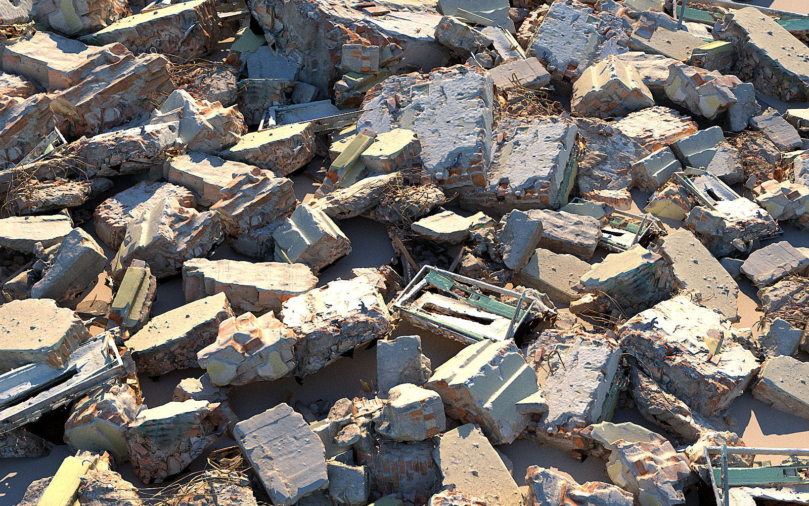 Demolished building Low-poly 3D model_2