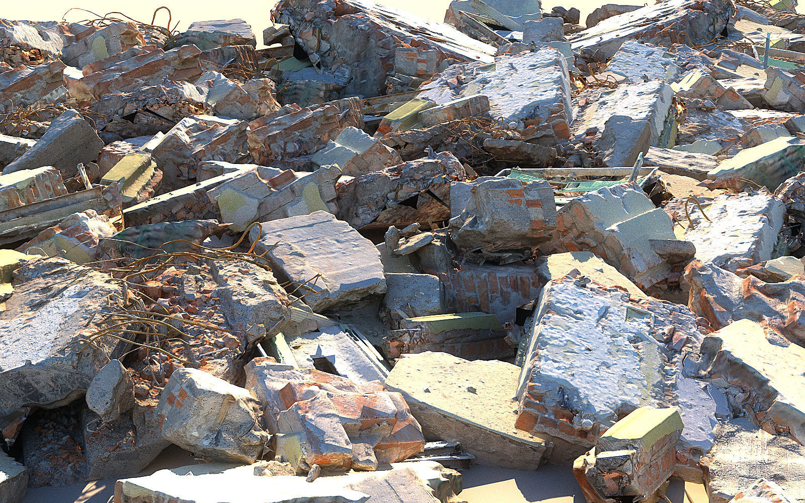 Demolished building Low-poly 3D model_1