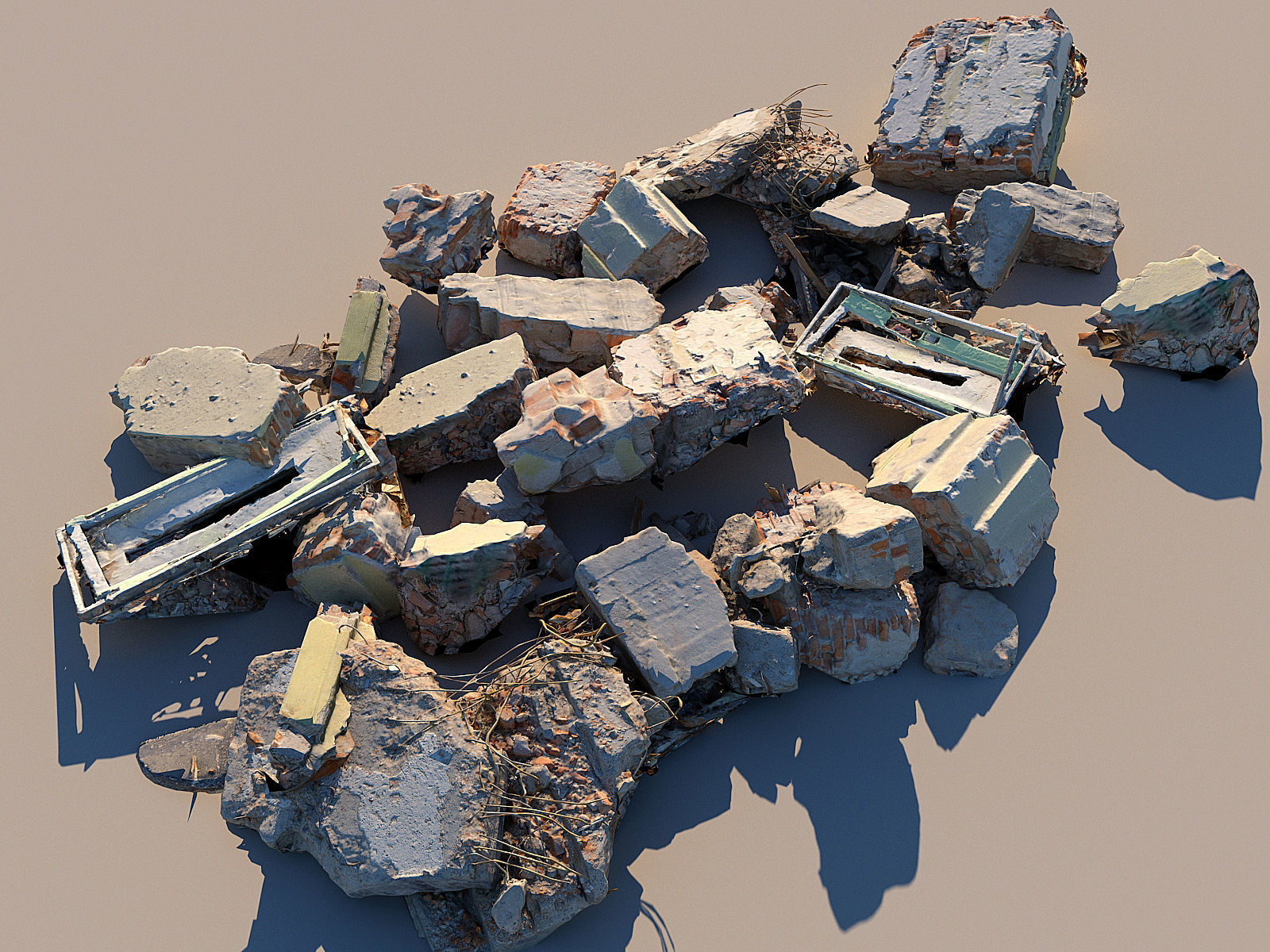 Demolished building Low-poly 3D model_4
