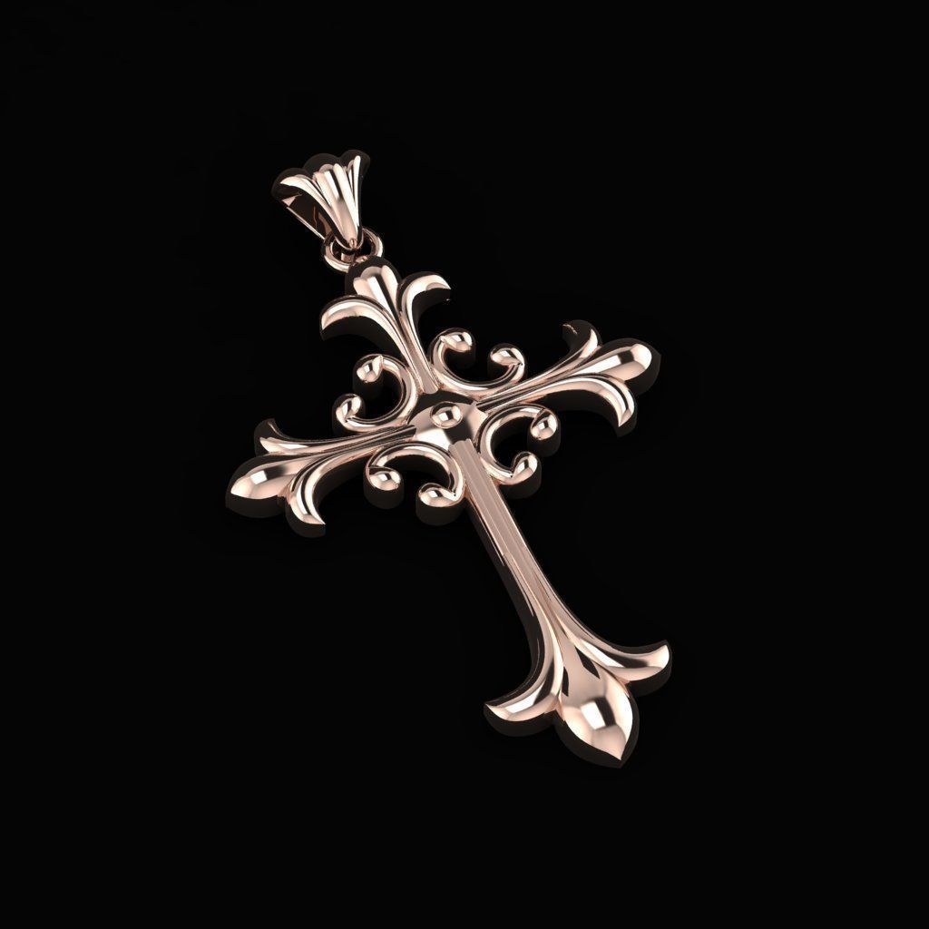 Cross with Gothic elements 3D print model_8