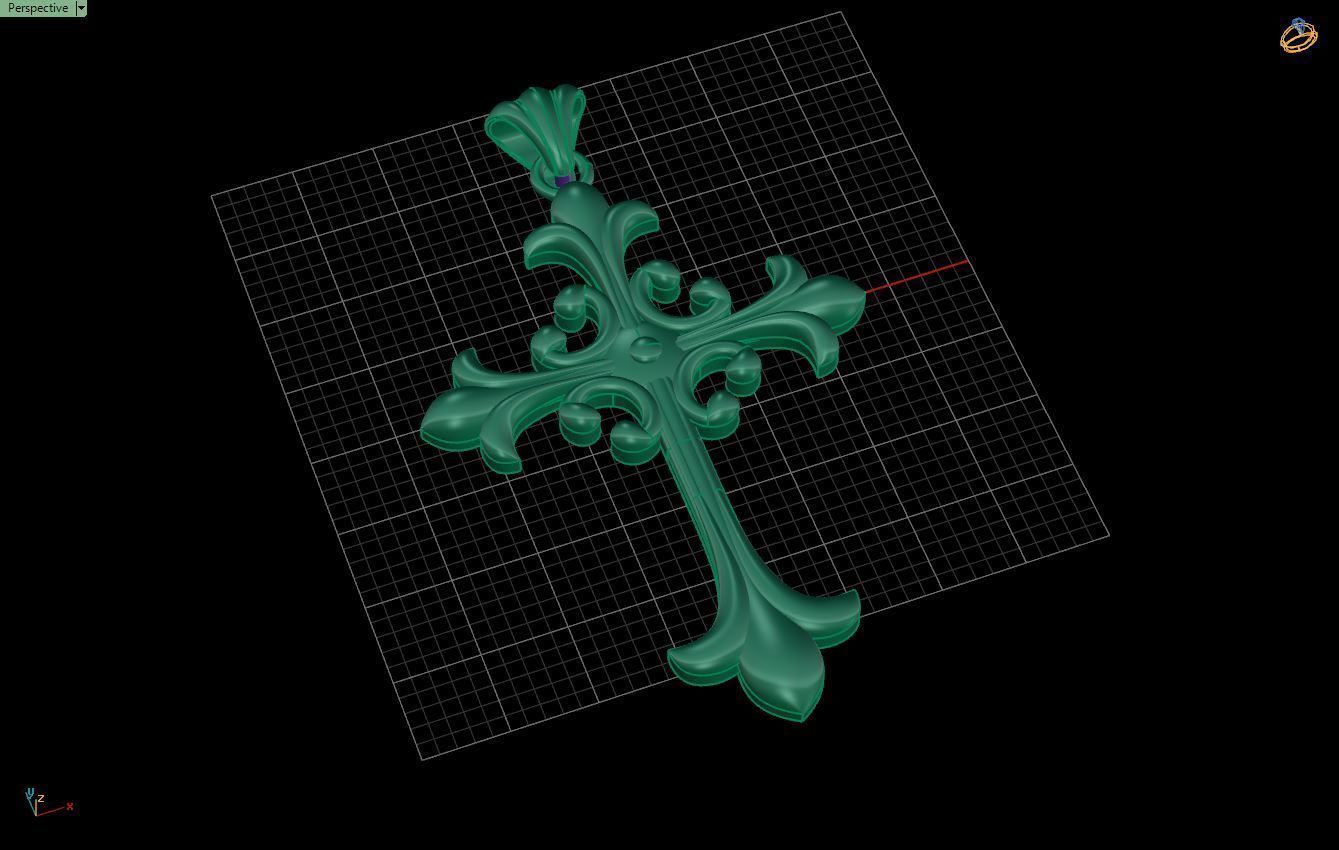 Cross with Gothic elements 3D print model_2