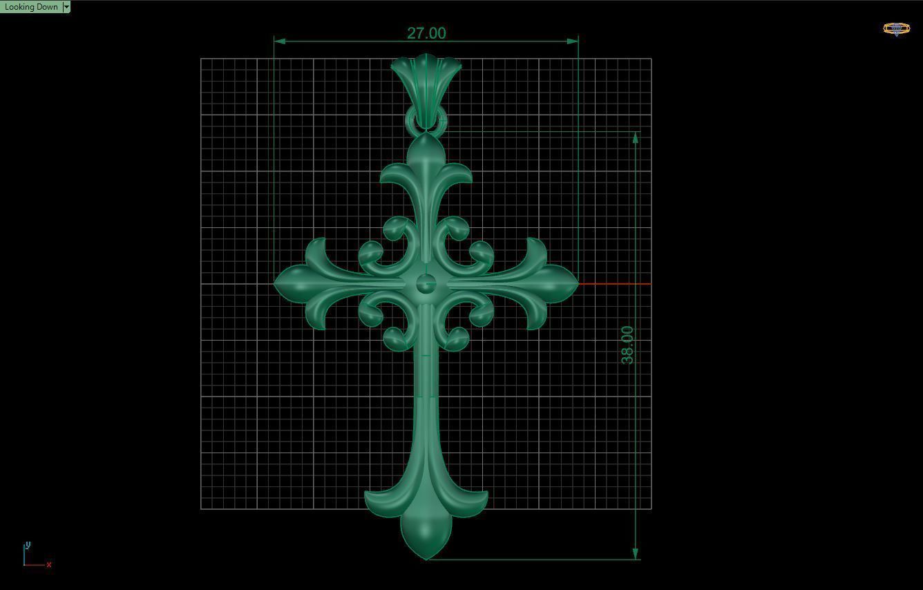 Cross with Gothic elements 3D print model_3