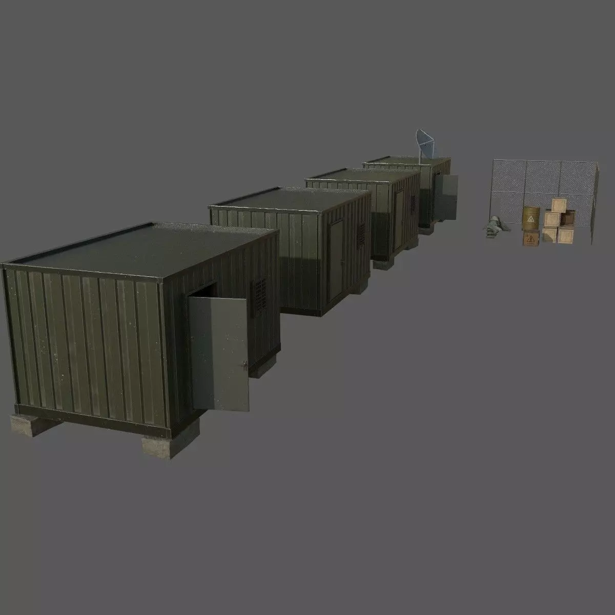 Military Base Low-poly 3D model_0