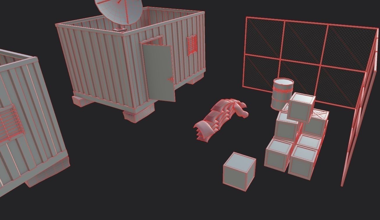 Military Base Low-poly 3D model_9