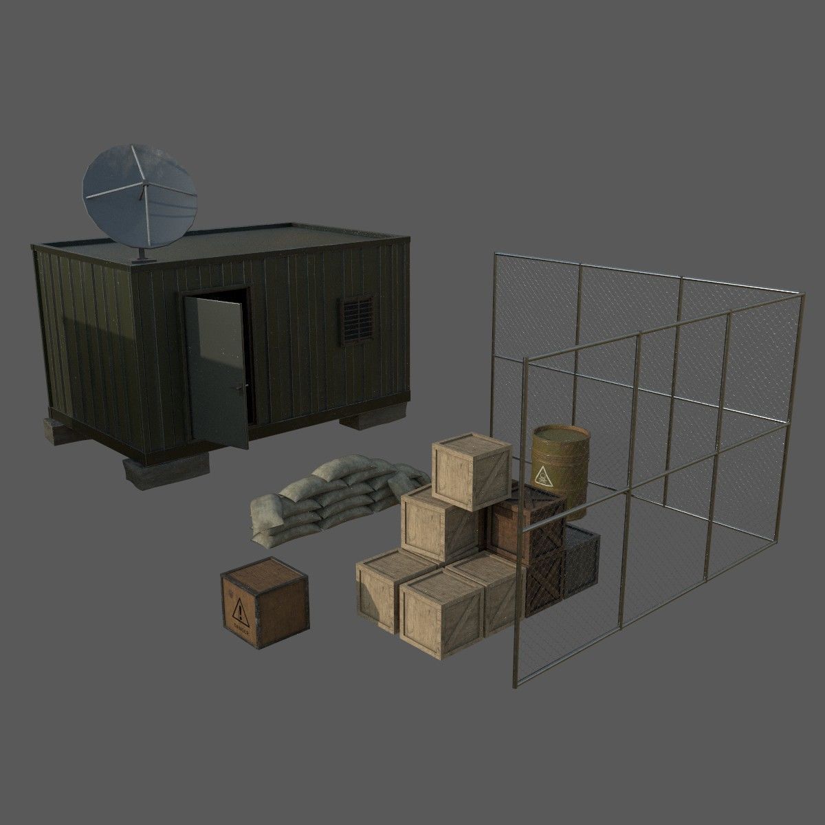 Military Base Low-poly 3D model_2
