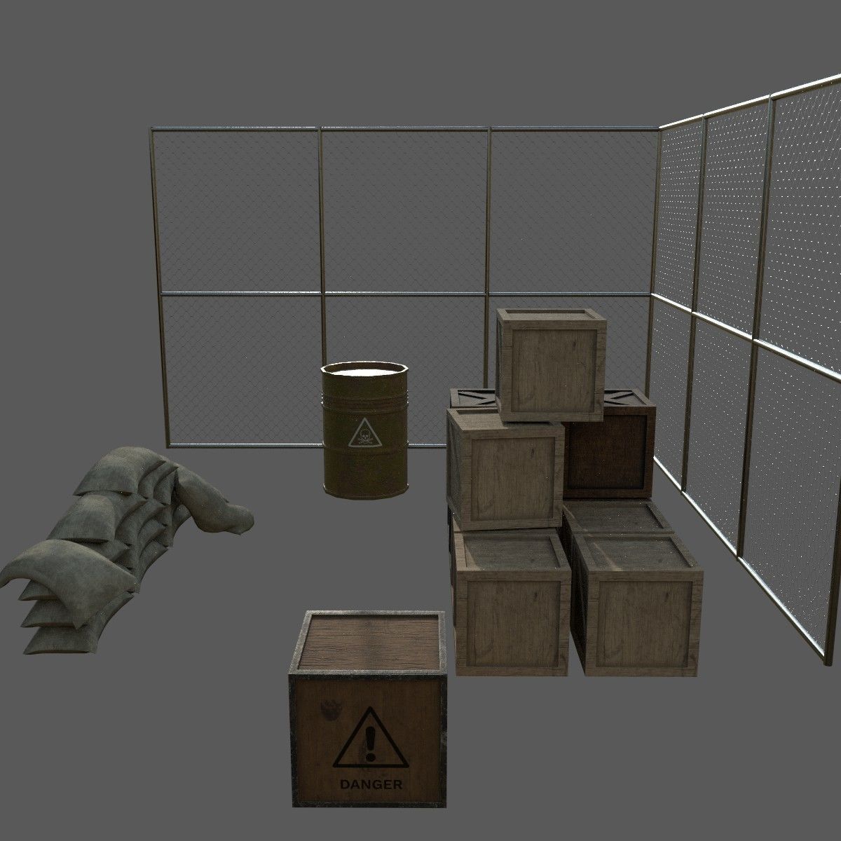 Military Base Low-poly 3D model_1