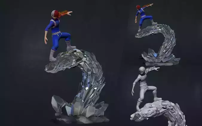 todoroki - my hero academia - mha 3d print statue 3D print model