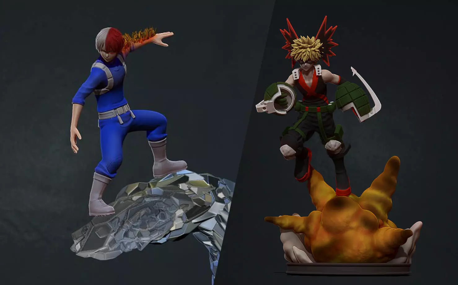 todoroki and bakugo 3d print statues - my hero academia 3D Model Collection_0