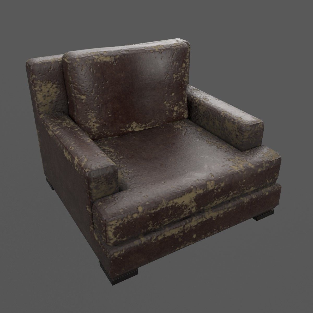 Old sofa and armchairs Low-poly 3D model_6