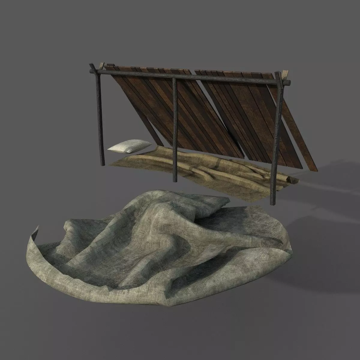 Bushcraft Shelter Low-poly 3D model