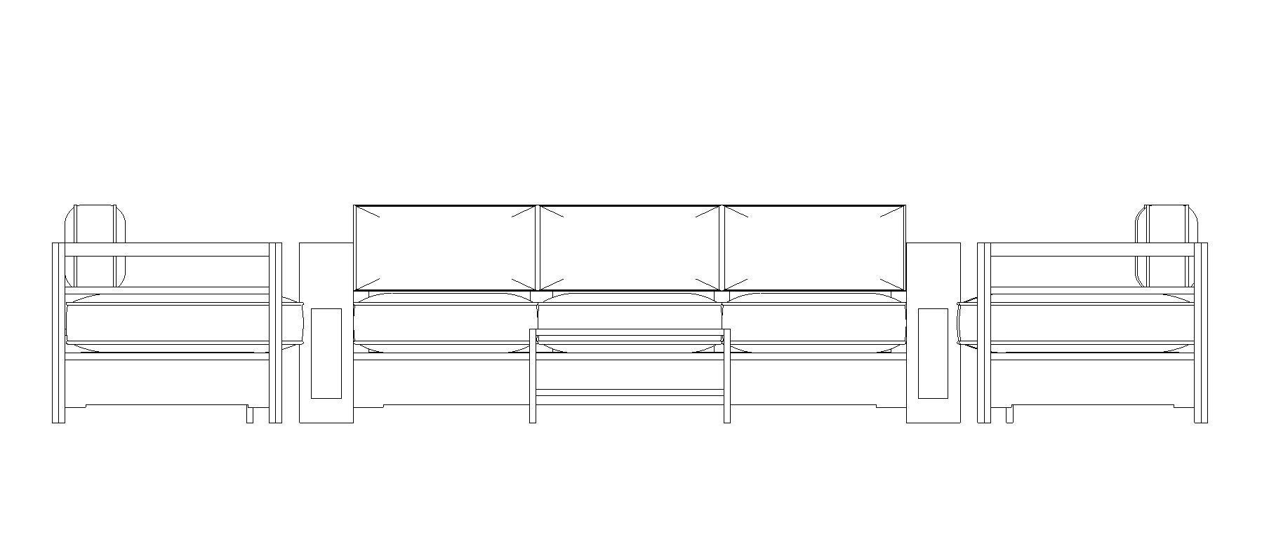 Sofa Suite Low-poly 3D model_3