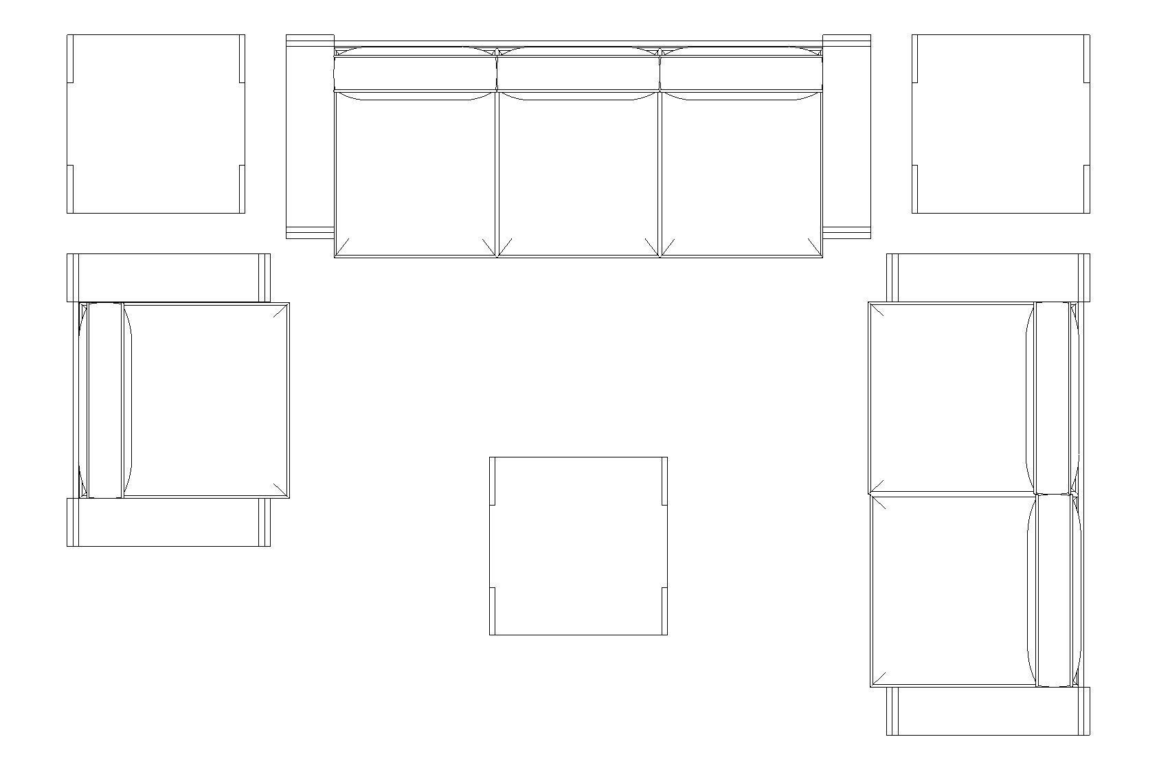 Sofa Suite Low-poly 3D model_5