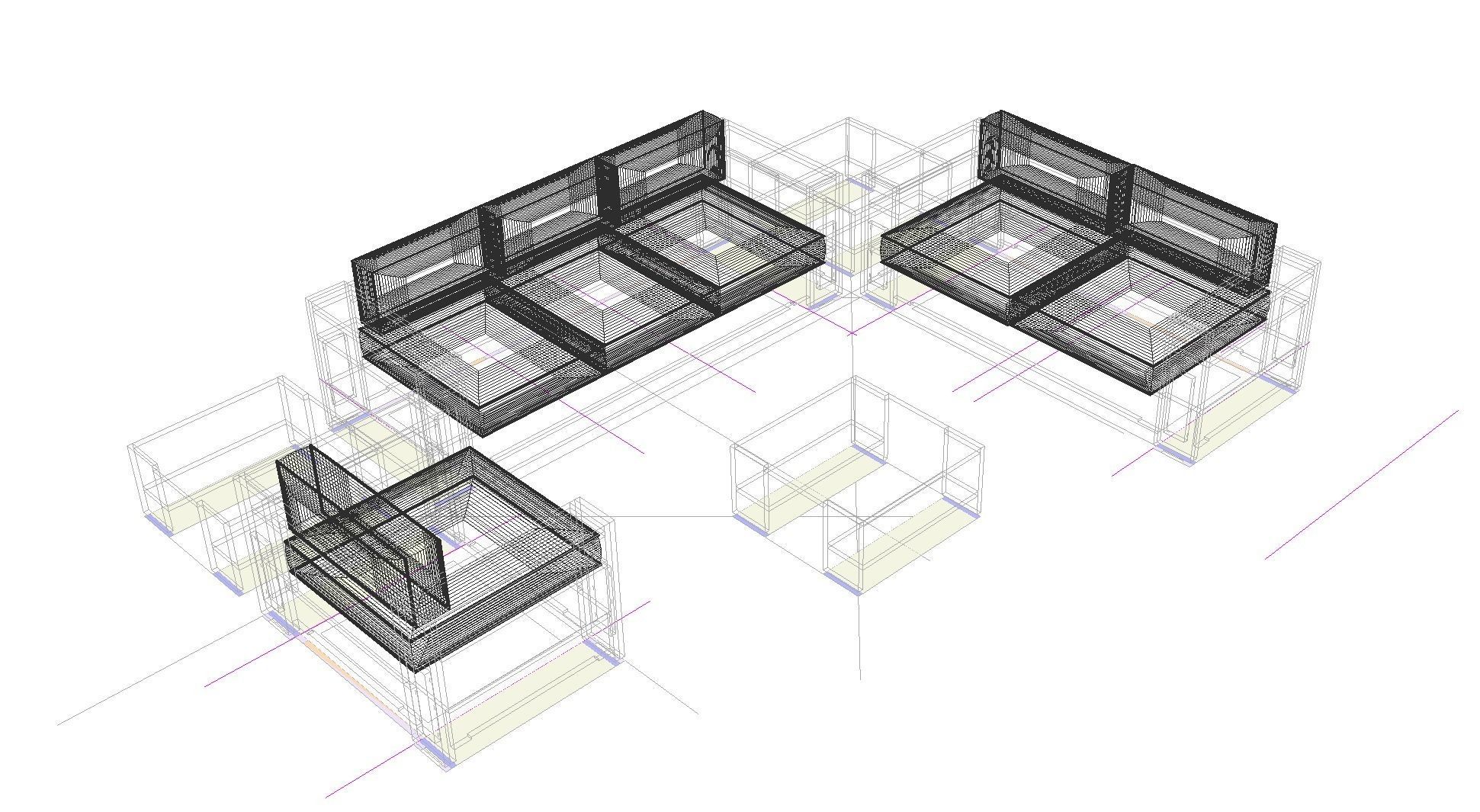 Sofa Suite Low-poly 3D model_6