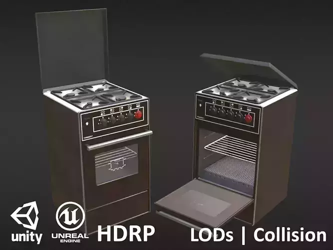 Game-ready Retro Brown Gas Oven