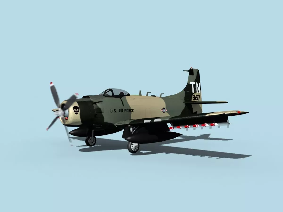 Douglas A-1H Skyraider V14 USAF 3D model