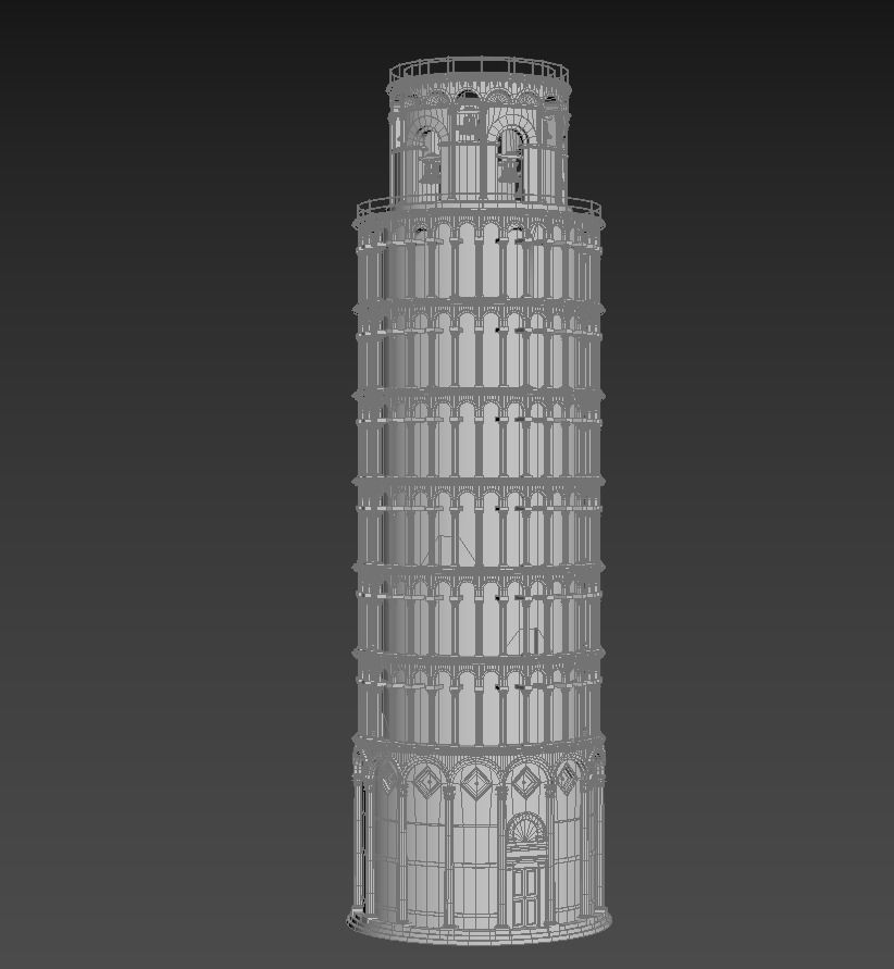 Pisa Tower Italy Low-poly 3D model_4
