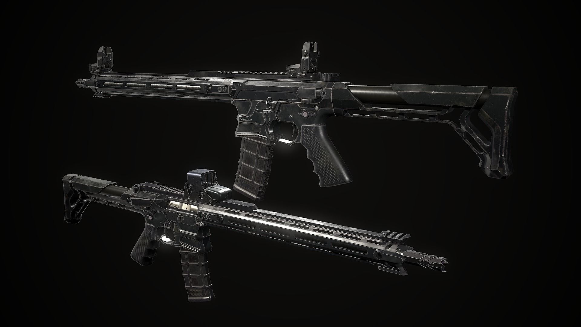 AR15 custom Low-poly 3D model_3