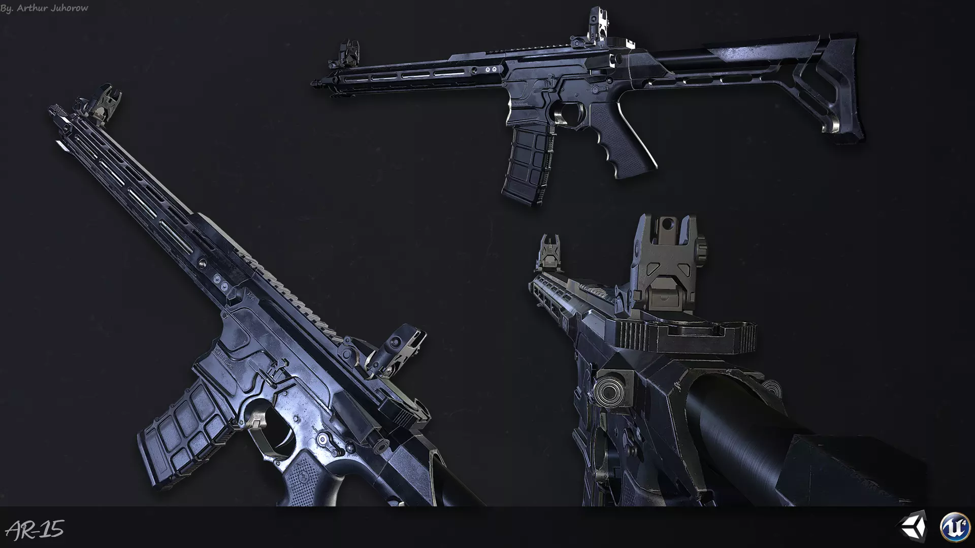 AR15 custom Low-poly 3D model_0